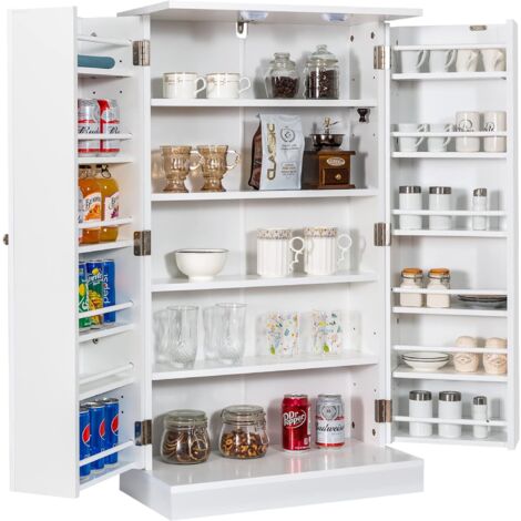 COSTWAY Armoire de Cuisine avec 14 Étagère, Buffet à 5 Niveaux, Meuble de Rangement avec Dispositif Anti-Renversement, Blanc