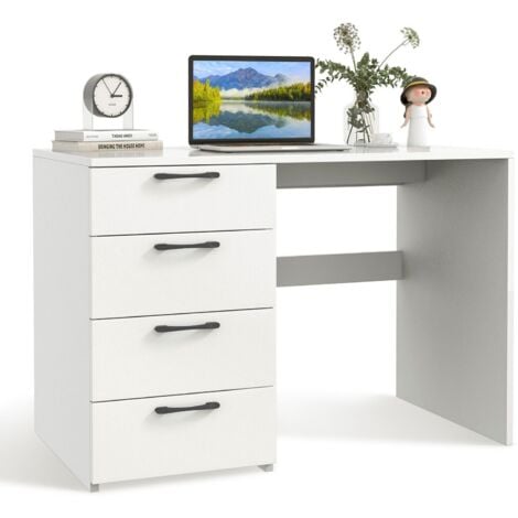 COSTWAY 4 Drawers Computer Desk Modern Writing Desk Compact Laptop PC Table Workstation