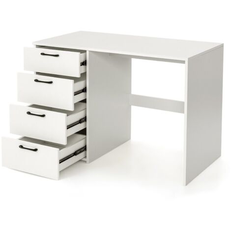 COSTWAY 4 Drawers Computer Desk Modern Writing Desk Compact Laptop PC Table Workstation
