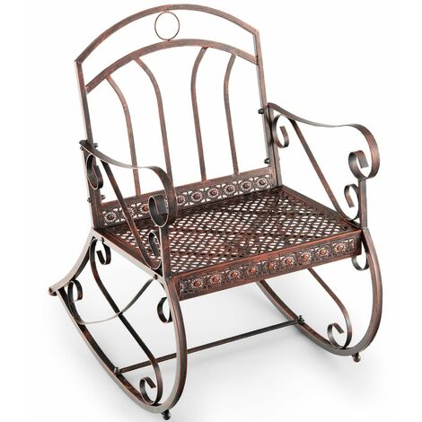 Outside Steel Rocker Outdoor Rocking Chair Patio Steel Rocker Seating w/ Ergonomic Backrest ...