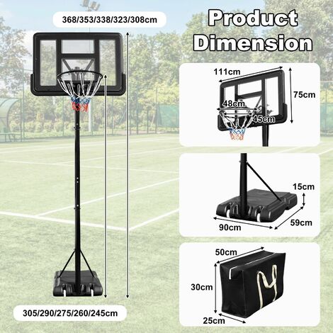 Portable Basketball Hoop Net Set Height Adjustable Basketball Goal Hoop ...