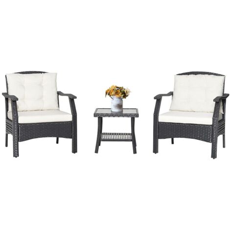 3 PCS Outdoor Furniture Set Modern Patio Bistro Conversation Set