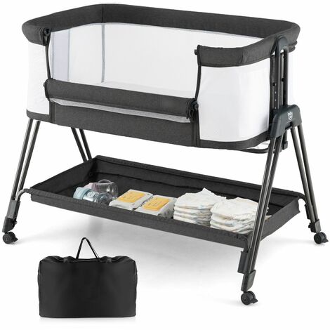 Baby Bedside Crib Folding Sleeper Bassinet Cot Bed Portable 7 Adjustable Heights