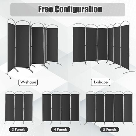 6 Panel Room Divider 188cm Folding Privacy Screen Portable Freestanding Divider