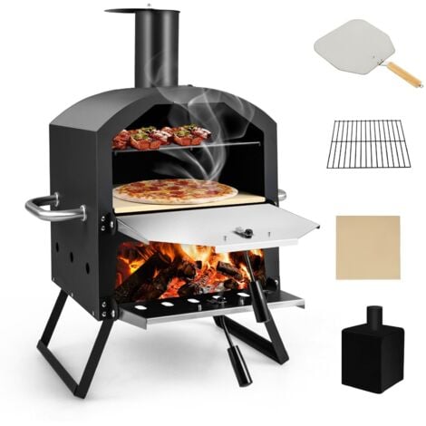 Outdoor Pizza Oven Wood Fired Pizza Maker Chimney Pizza Peel Stone Cooking Grill