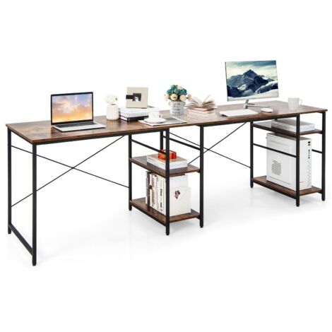 COSTWAY L-Shaped Corner Computer Desk Study Writing Desk Workstation with Storage Shelf