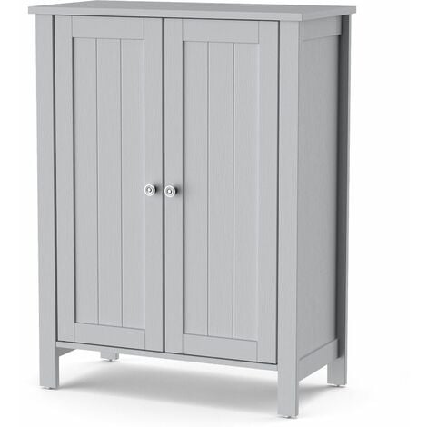 Bathroom Floor Storage Cabinet Free Standing Storage Organizer with Double Door