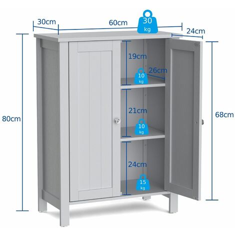 Bathroom Floor Storage Cabinet Free Standing Storage Organizer with Double Door