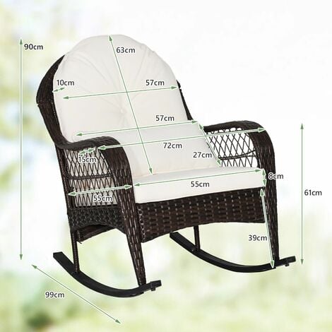 Outdoor Patio Rattan Chair Wicker Sturdy Rocking Armchair Garden Furniture Set