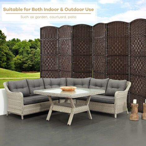 6 Panel Room Divider Privacy Screen Wall Folding Partition Hand-woven Rattan