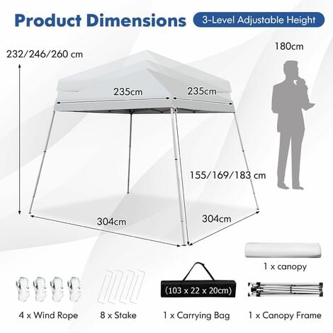 3M x 3M Instant Pop-up Gazebo Patio Folding Canopy Tent w/ Carrying Bag Outdoor