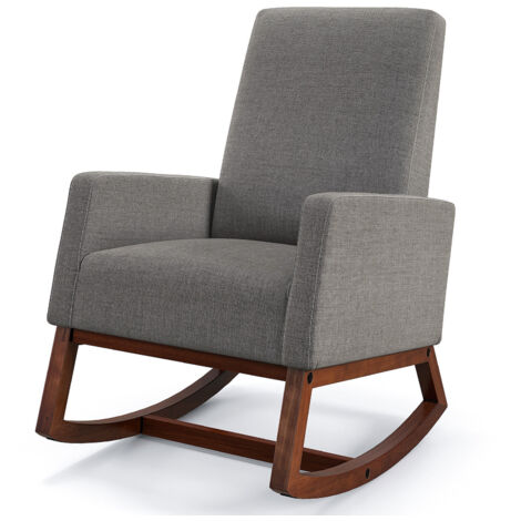 Modern Rocking Chair Upholstered Fabric Armchair Accent Glider Rocker Chair