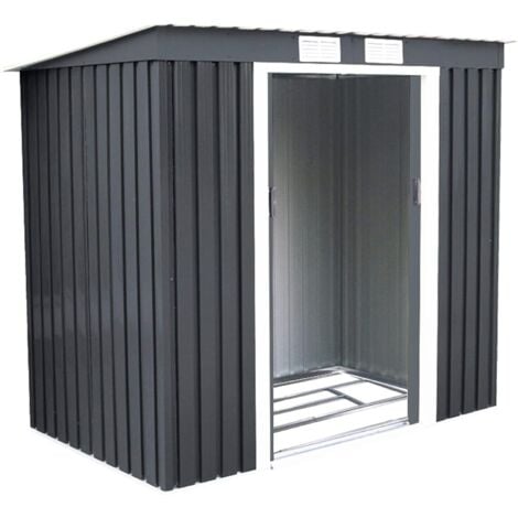 COSTWAY Abri de Jardin en Métal 2,7㎡ Cabane/Remise de Jardin Stockage Rangement de Vélo Outils 213 x 130 x 173 cm Gris