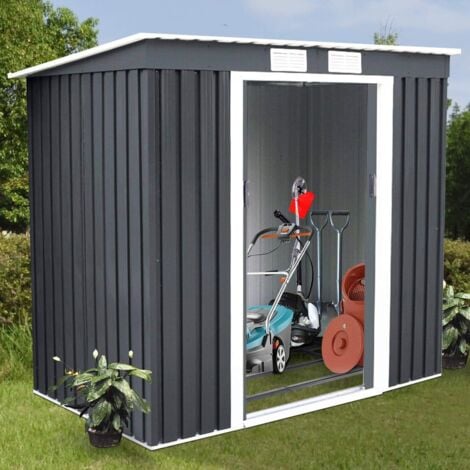 COSTWAY Abri de Jardin en Métal 2,7㎡ Cabane/Remise de Jardin Stockage Rangement de Vélo Outils 213 x 130 x 173 cm Gris