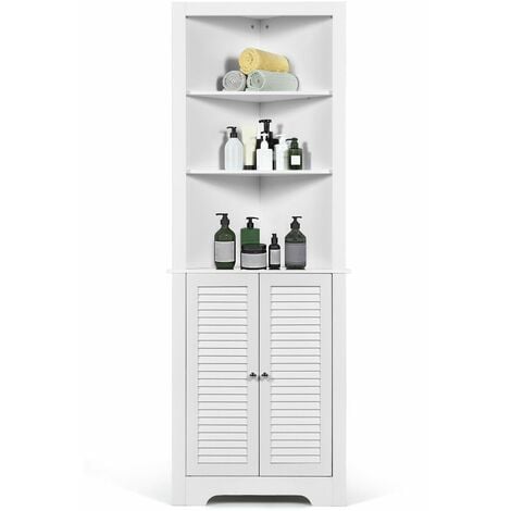 Bathroom Corner Tall Cabinet Free Standing Bedroom Storage Organizer ...