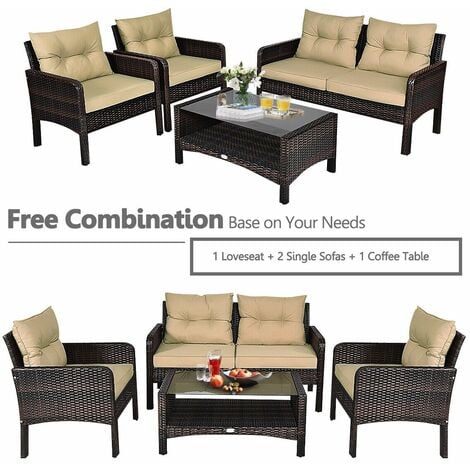 Costway 4 pc rattan store patio furniture