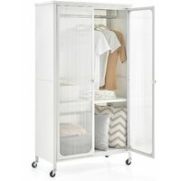 Rolling Storage Wardrobe Cabinet Mobile Wardrobe Armoire Closet w ...