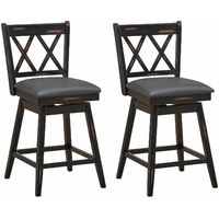 Set of 2 Bar Stools Counter Height Chair Pub 360 °Swiveling Upholstered Seat 24"