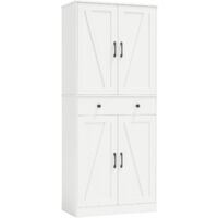 COSTWAY 183cm Tall Kitchen Pantry Modern Farmhouse Cupboard Cabinet-White