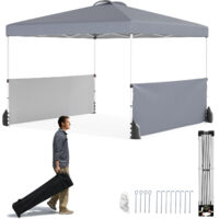 COSTWAY 300 X 300 CM Pop up Canopy Tent w/ 2 Half Sidewalls & Wheeled Bag-Gray