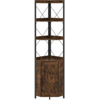 COSTWAY 6 Tier Corner Storage Shelf 180CM Tall Freestanding Cabinet with Door Brown