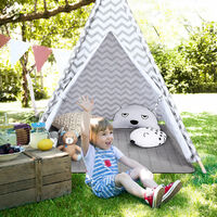 COSTWAY Kids Teepee Tent with Floor Mat and Carry Bag, Cotton Canvas & Pine Poles Classic Indian Play Tents