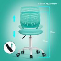 COSTWAY Kids Computer Desk Chair, Low-Back Task Study Chairs with PU Casters, Gas Lift, Adjustable and Swivel Mesh Chair for School Home Office (Green)