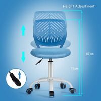 COSTWAY Kids Computer Desk Chair, Low-Back Task Study Chairs with PU Casters, Gas Lift, Adjustable and Swivel Mesh Chair for School Home Office (Blue)