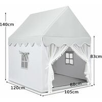 COSTWAY Wood Frame Large Playhouse Kids Toddler Castle Play Tent W/ Washable Mattress