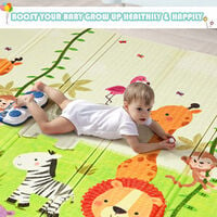 COSTWAY Baby Play Mat, Waterproof Extra Large Foam Playmat with Carrying Bag, Double-Sided Thick Floor Crawling Mats for Babies Toddlers, 180 x 200 x 1.5cm (Green Forest)
