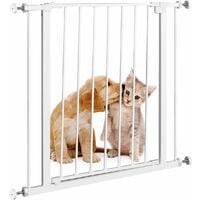 COSTWAY Safety Gate, Pressure Fit Opening 76-86cm, Metal Stair Gates with 4 Pack Mount Kits and Wall Cups, Extendable Walk Through Gate for Dogs Baby