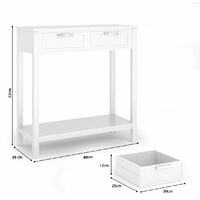 COSTWAY Console Side Table, Modern PC Computer Writing Desk with 2 Drawers and Bottom Shelf, Living Room Entryway Hallway Narrow End Sofa Table