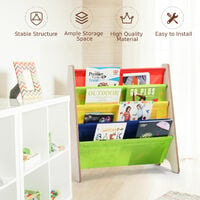 COSTWAY 4 Tier Kids Baby Bookshelf Magazine Rack Book Storage Display Organizer Holder