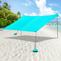 COSTWAY Beach Sunshade Portable Sun Shade Canopy Waterproof Tent UPF50+ UV 4 Sandbags