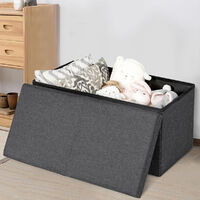80L Folding Storage Ottoman 2-seater Shoe Bench w/Flipping Lid Home Entryway
