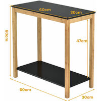 2-Tier Sofa End Table Bamboo Nightstand Storage Shelf Long Side Table Home