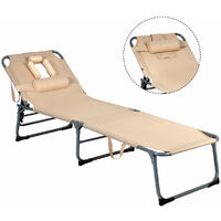 Folding Chaise Lounger Chair Portable Beach Sun Lounger Adjustable Recliner