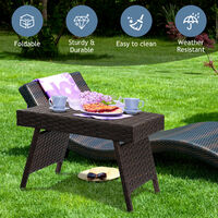 Folding Rattan Side Coffee Table Patio Square Garden Outdoor Furniture