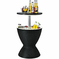30L Patio Ice Cooler All-weather Cool Bar Table w/ Extendable Tabletop Party