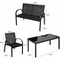4 Pcs Patio Furniture Bistro Set Outdoor All-Weather Conversation Chair TableSet