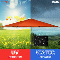 3M Outdoor Patio Umbrella Garden Parasol Sun Shade Adjustable W/ Crank Handle