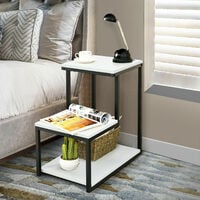3- Tier Industrial End Table Retro Multitier Sofa Bed Side Table W/ 3 Shelves