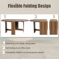 Folding Dining Coffee Table 3-in-1 Drop Leaf Table Writing Desk 4 to 6 People