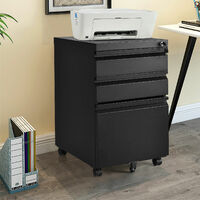 Office File Storage Cabinet Lockable Rolling Case Printer Stand w/ Hanging Frame