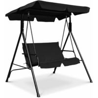 Metal Swing Chair Garden Hammock 2 Seater Patio Bench Lounger Adjustable Canopy