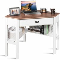 Corner Desk Computer Table Home Office Writing Workstation w/ Drawer & Shelves