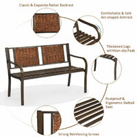 2 Seater Patio Garden Bench Outdoor Loveseat Furniture with Ergonomic Backrest