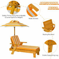 Kids Outdoor Chaise Lounge Chair Children Portable Cushioned Lounger W/ Umbrella