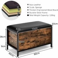 Rustic Shoe Changing Bench Flip Top Storage Ottoman Bed End Stool w/ Padded Seat