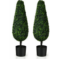 2 Set Tall Artificial Topiary Tower Tree Faux Potted Aglaia Odorata Leaf Plant